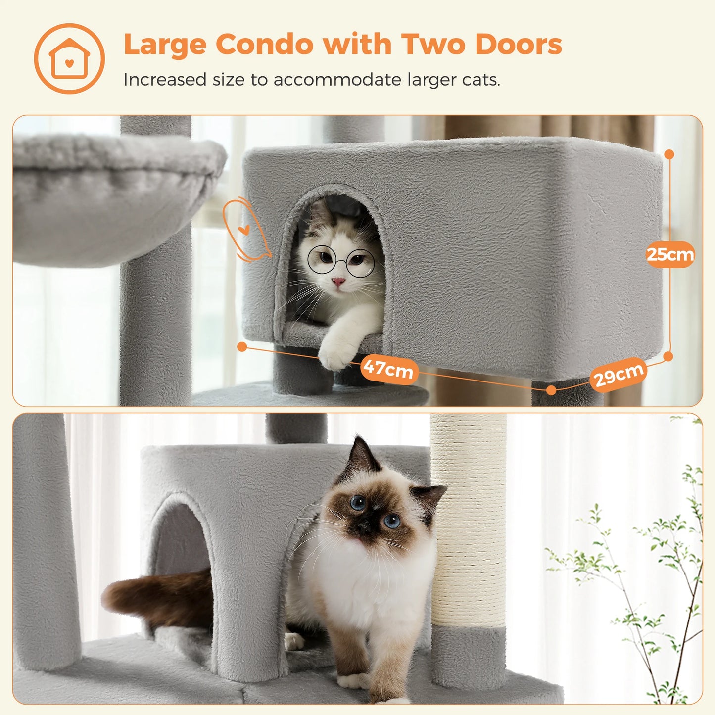 Luxury Cat Tree Multi Level Tower With Condo And Perches