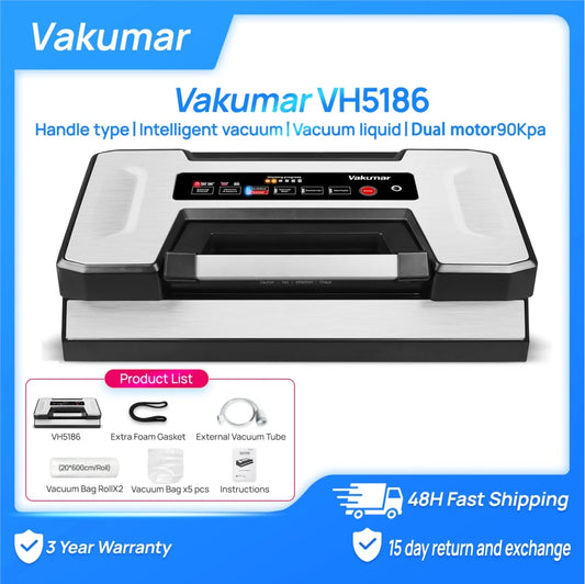 Vakumar VH5186 Kitchen Automatic Commercial Food Vacuum Sealer Packaging Machine Include 2 Rolls