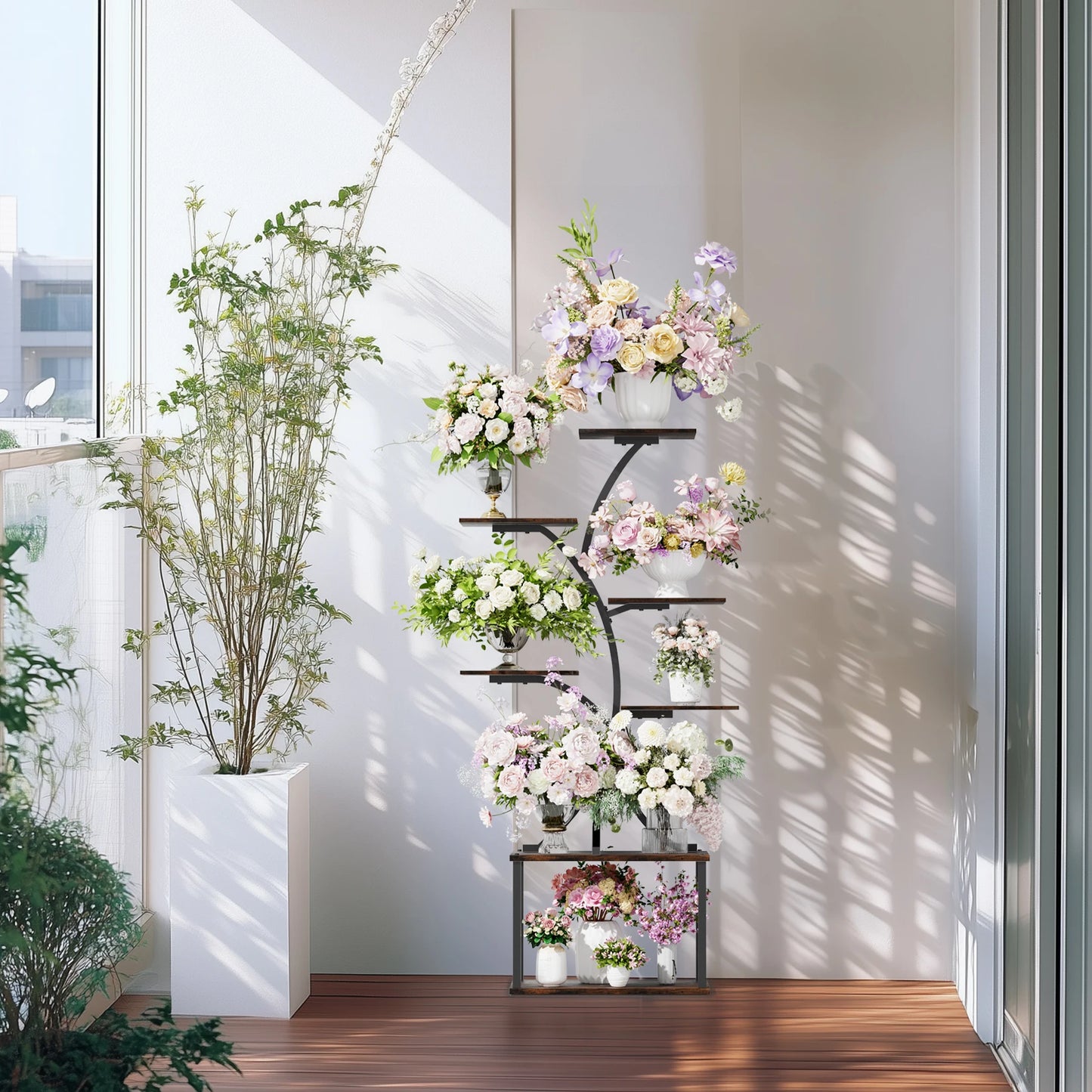 Industrial Style Multilayer Plant Stand Tree Shaped Display