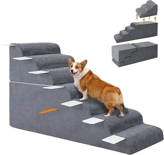 7-Steps Dog Stairs for High Bed and Couch 29.5 H
