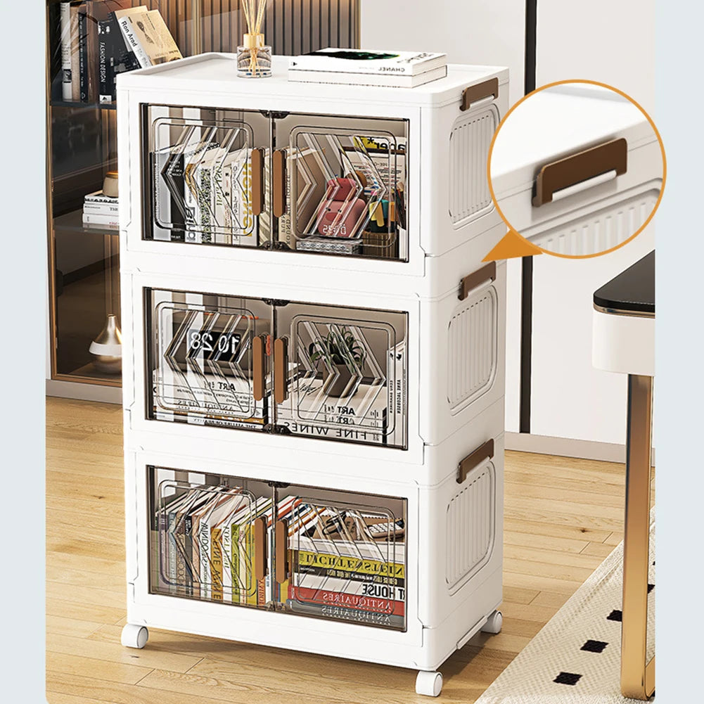 4 Tier Stackable Storage Bins With Doors And Wheels Office