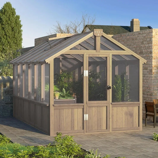 6x12FT Greenhouses for Outdoors, Cedar Frame with Vent