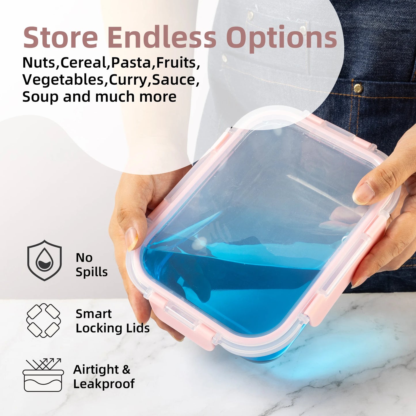 16 Piece Glass Food Storage Containers Leakproof Airtight