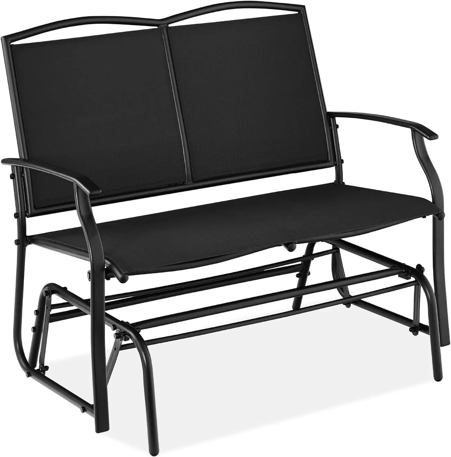 2-Person Outdoor Patio Swing Glider Steel Loveseat Rocker Q