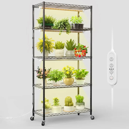 Five Tier Adjustable LED Grow Light Plant Stand 4x30W 5000K