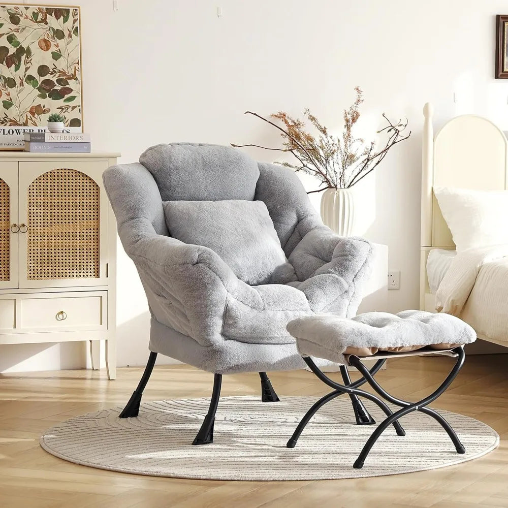 Contemporary Oversized Lounge Chair With Ottoman Seating