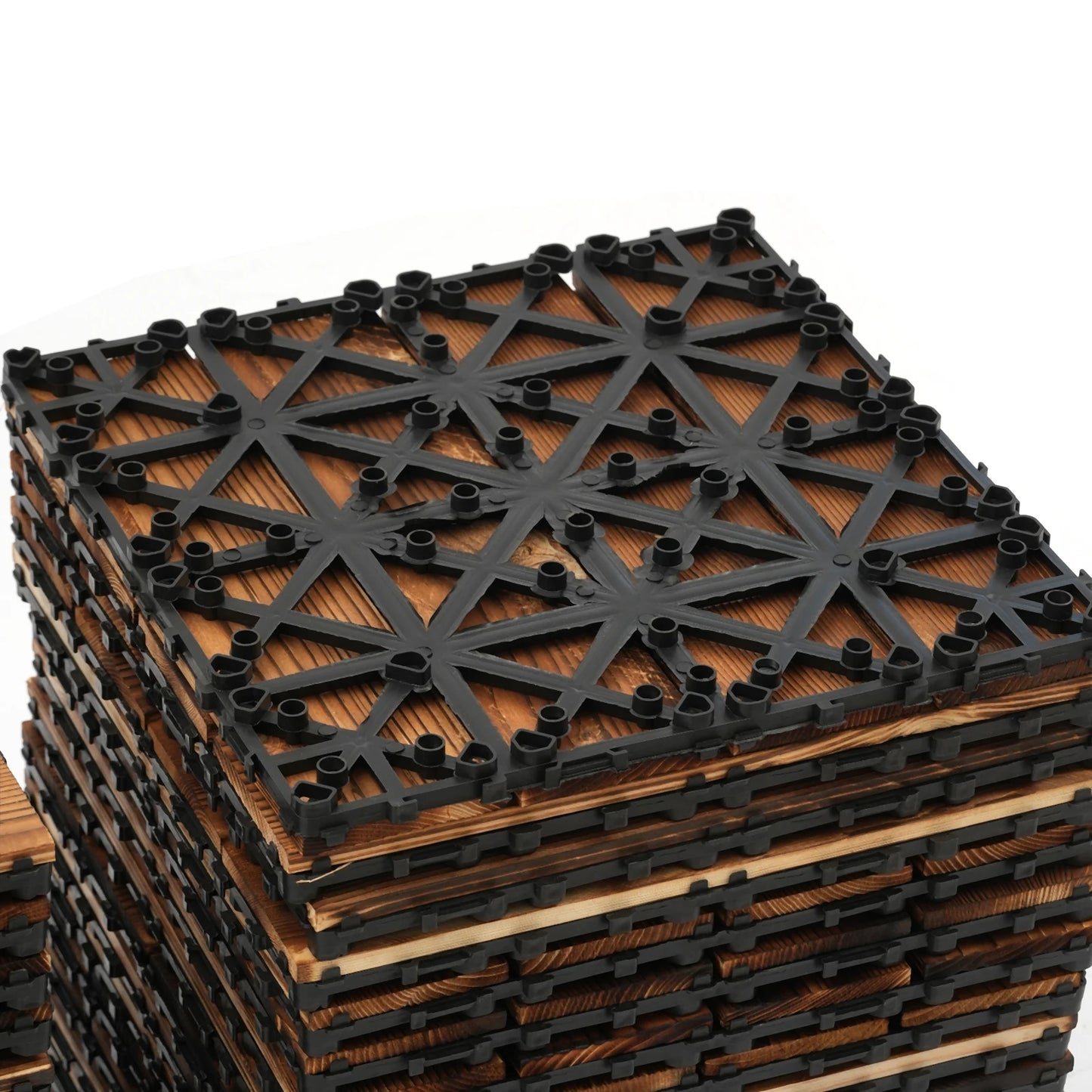 36 PCS Deck Tiles Hardwood Interlocking Patio Deck Tiles
