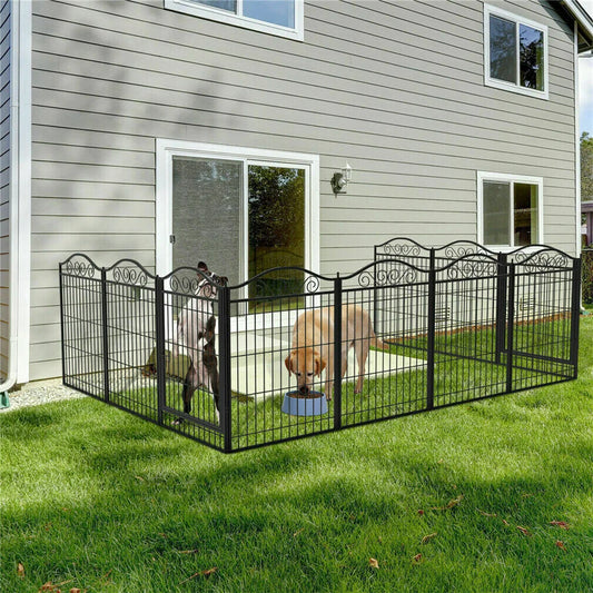 Heavy Duty Dog Playpen 8 Panels Iron Fence With Door