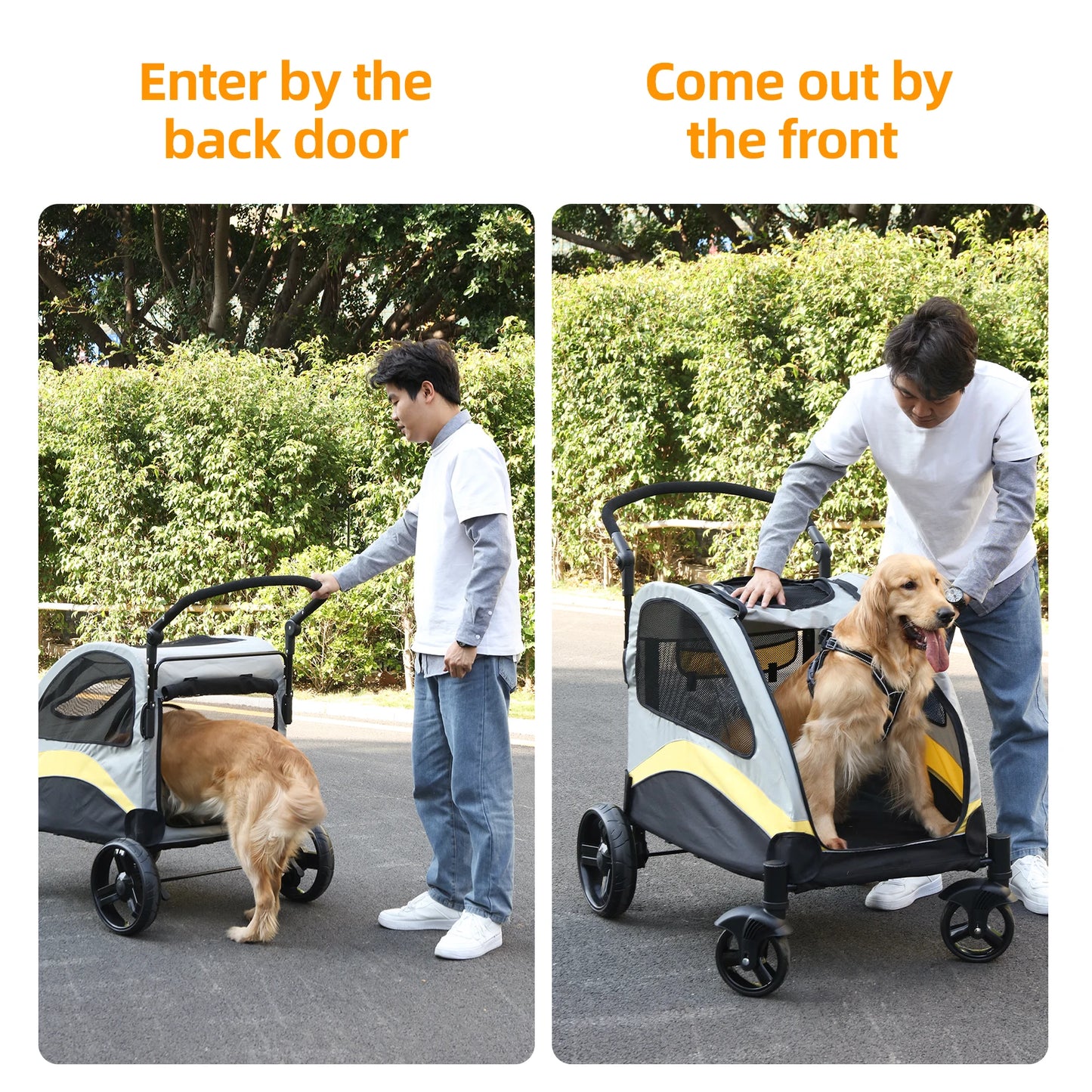 Foldable Four Wheel Dog Cat Stroller Portable Breathable