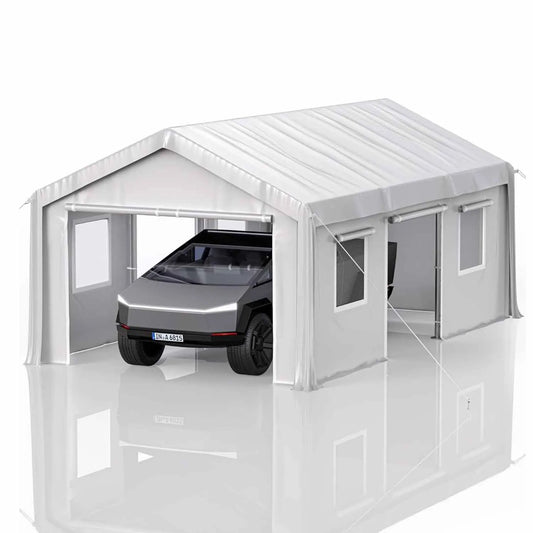 10x20 Ft Portable Garage With 180G Side Walls Front And Rear Doors