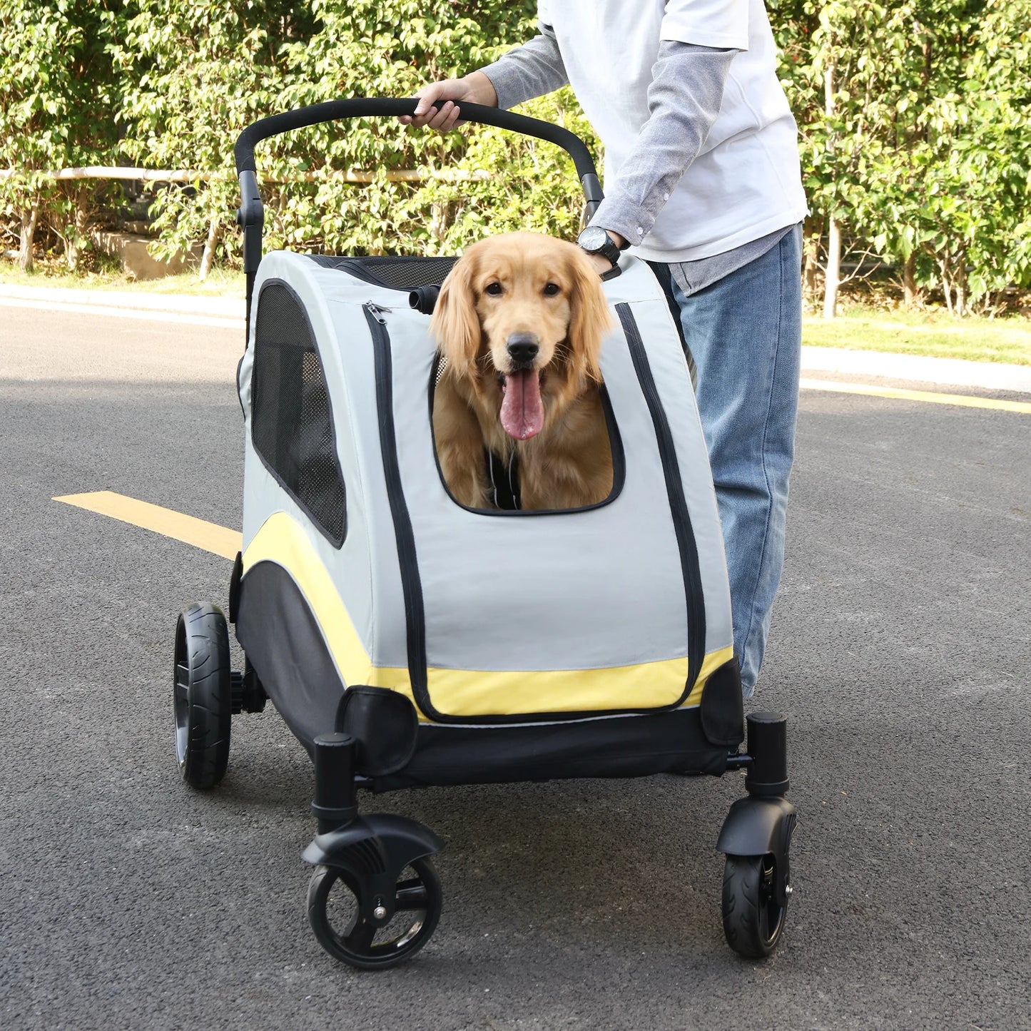 Foldable Four Wheel Dog Cat Stroller Portable Breathable