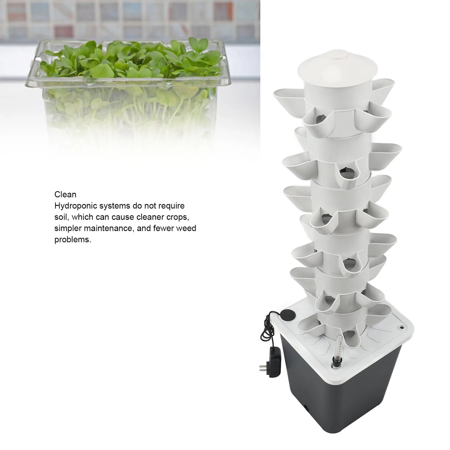 Hydroponics Tower 30 Hole Planting System With 20L Tank