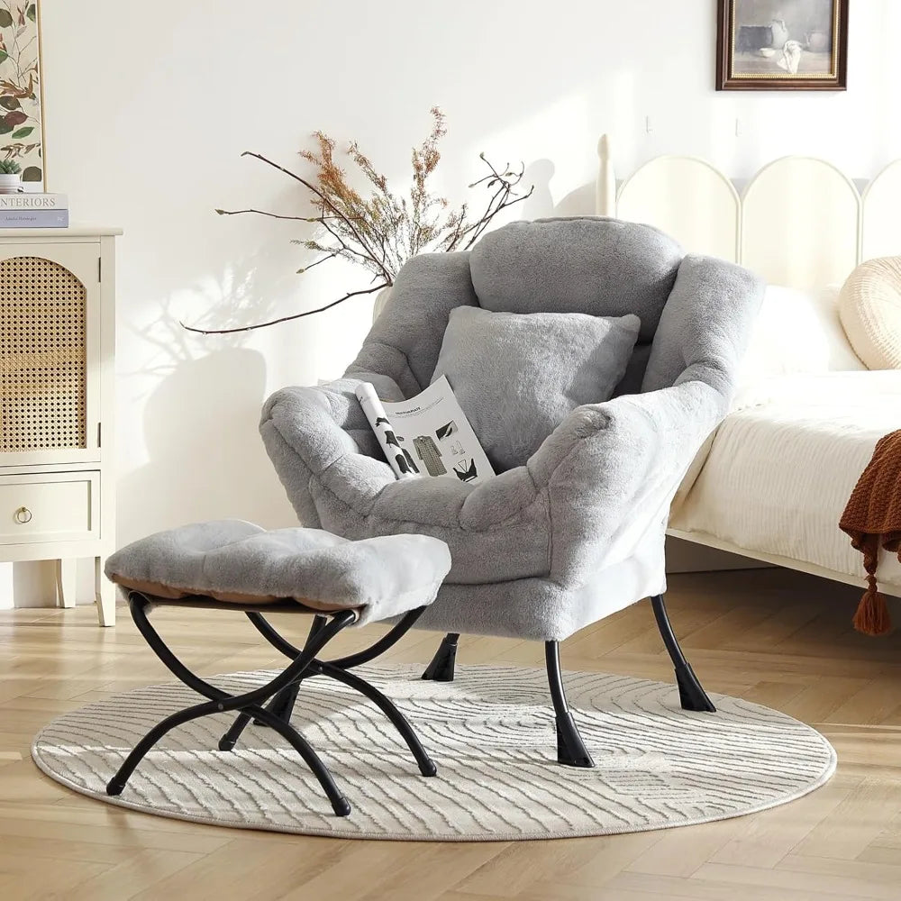 Contemporary Oversized Lounge Chair With Ottoman Seating