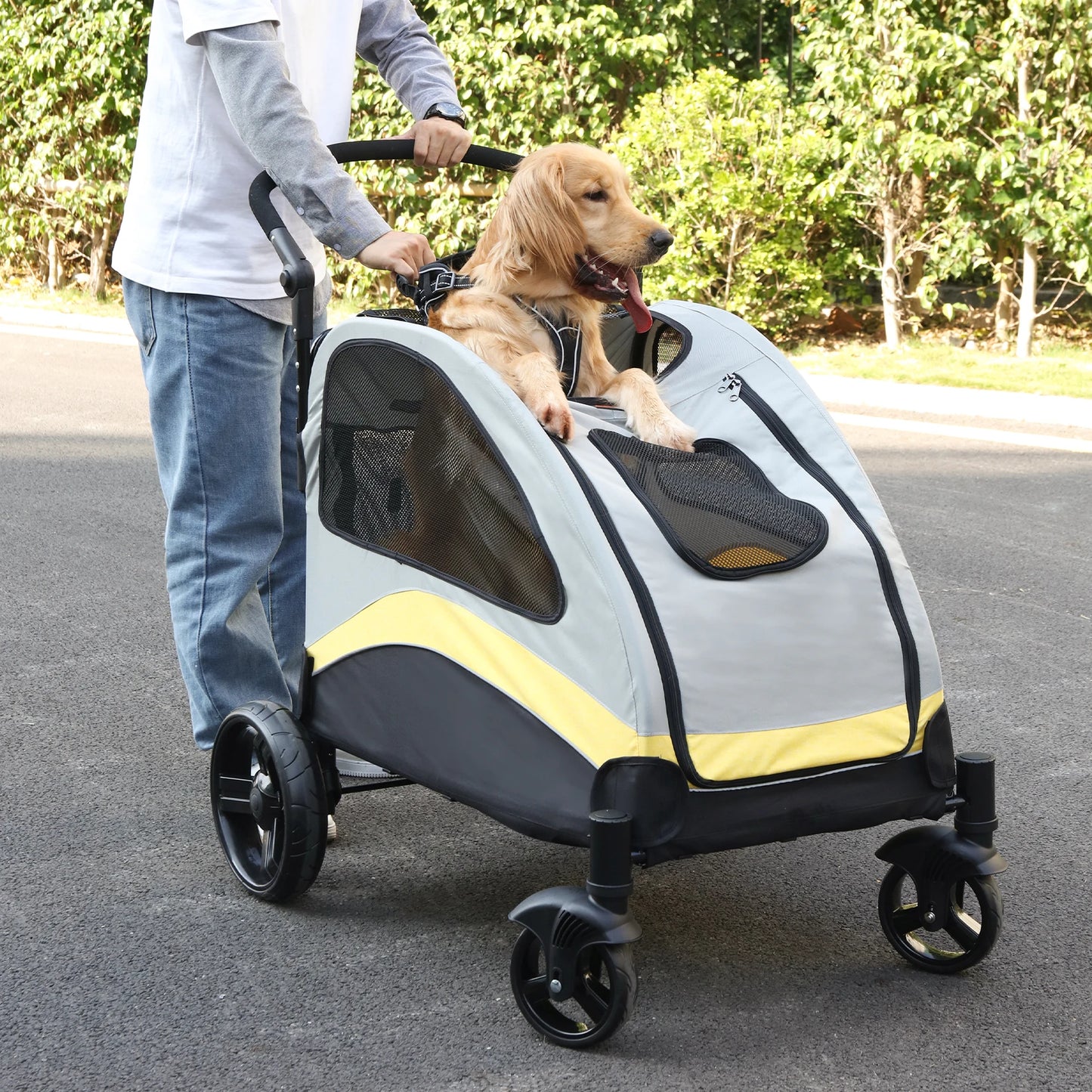 Foldable Four Wheel Dog Cat Stroller Portable Breathable