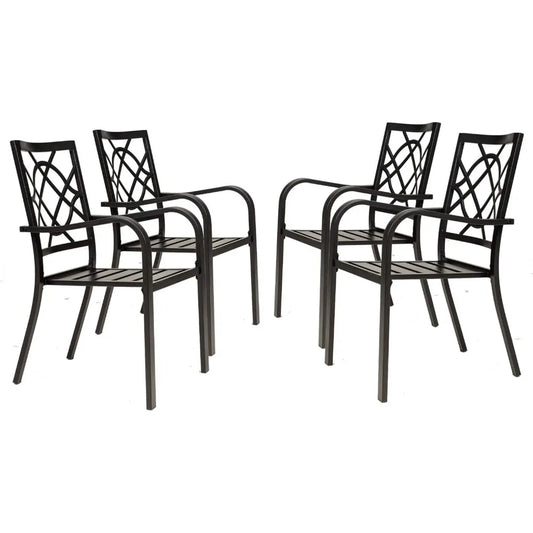 300lbs Patio Chairs Set of 4 Stackable Metal Dining Chairs
