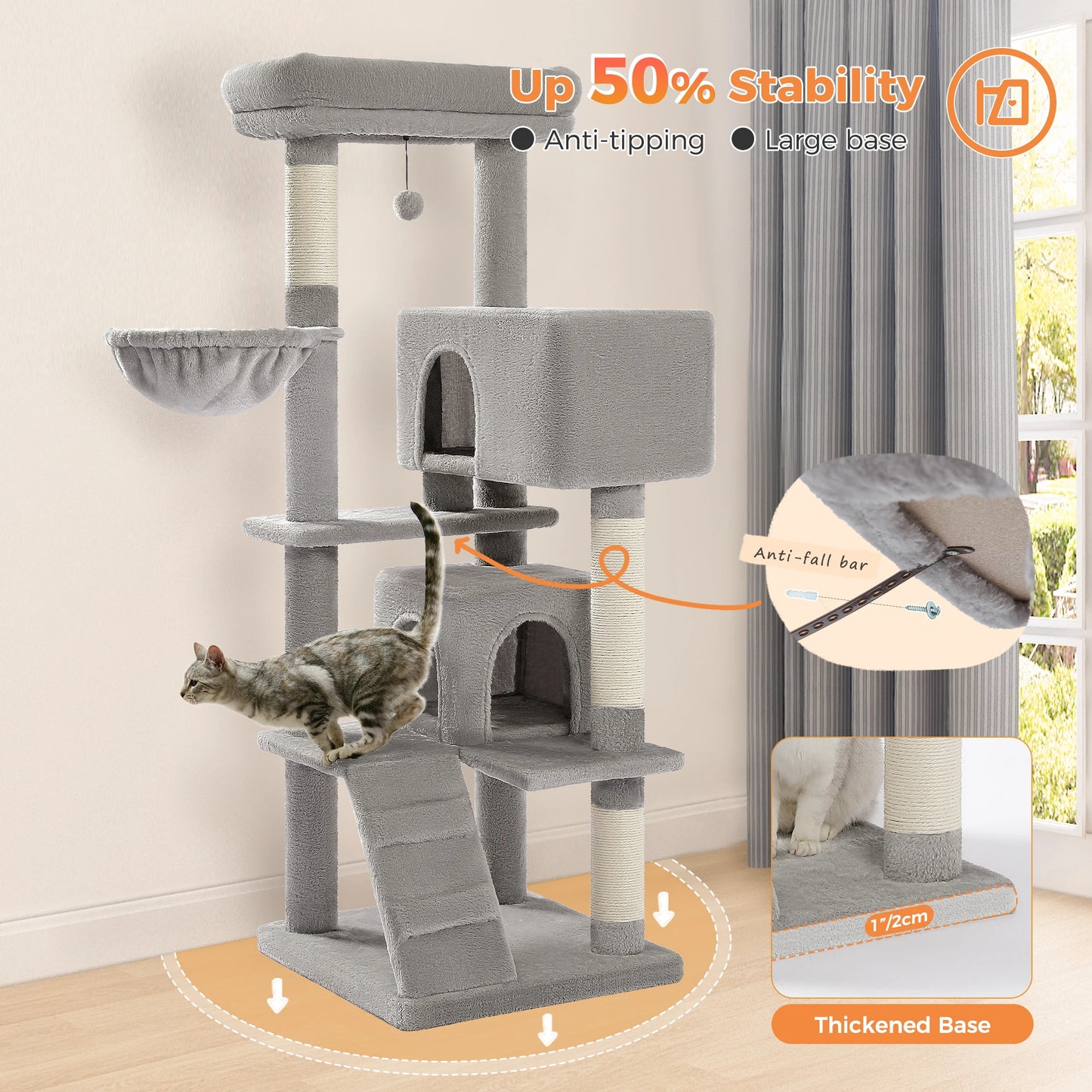 Luxury Cat Tree Multi Level Tower With Condo And Perches