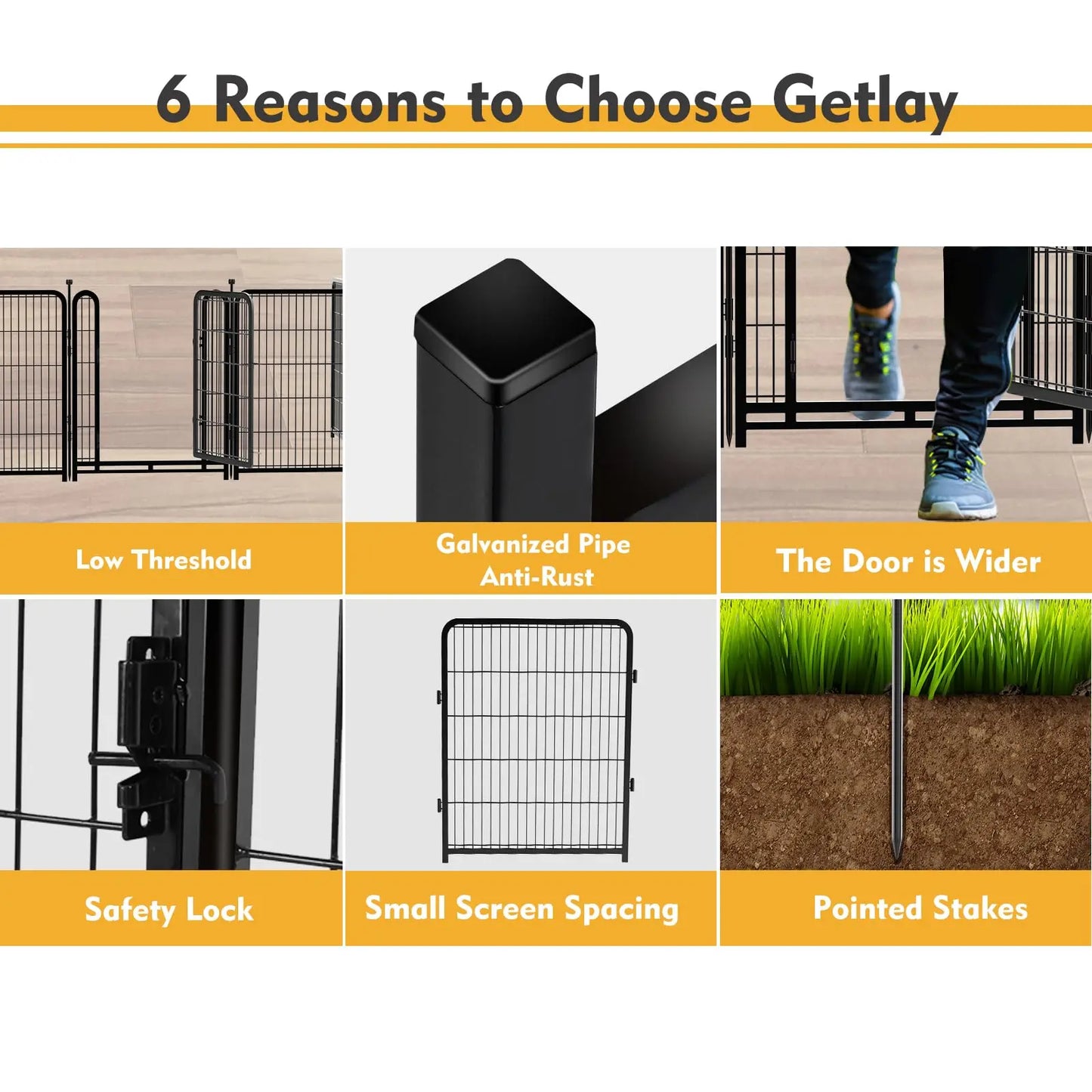 Dog Playpen Indoor & Outdoor Metal Dog Pen with Door