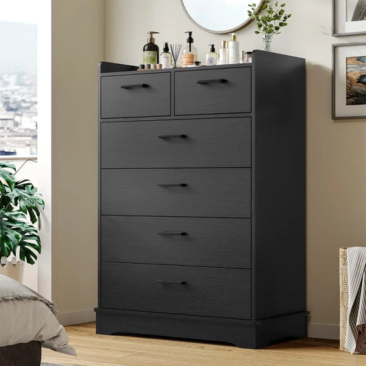 6 Drawer Dresser, Wooden Storage Chest of 6 Drawers, Tall Organizer
