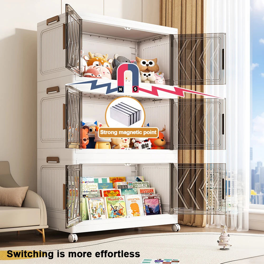4 Tier Stackable Storage Bins With Doors And Wheels Office