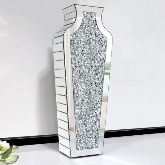 Crystal Silver Floor Vase, Broken Diamond Decorative Mirror