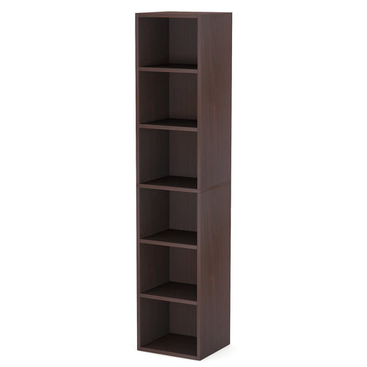Tribesigns 70.9 Inch Tall Narrow Bookcase, Rustic Corner Bookcase with Storage, 6 Tier Cube Display Shelves for Home Office