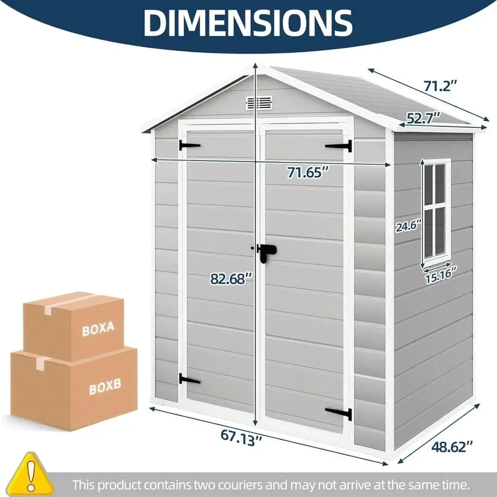 Resin Shed 6x4.4FT Outdoor Storage Shed with Floor
