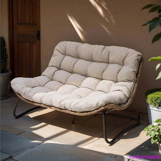 Outdoor Loveseat 2 Seater Couch With Soft Cushion Rattan