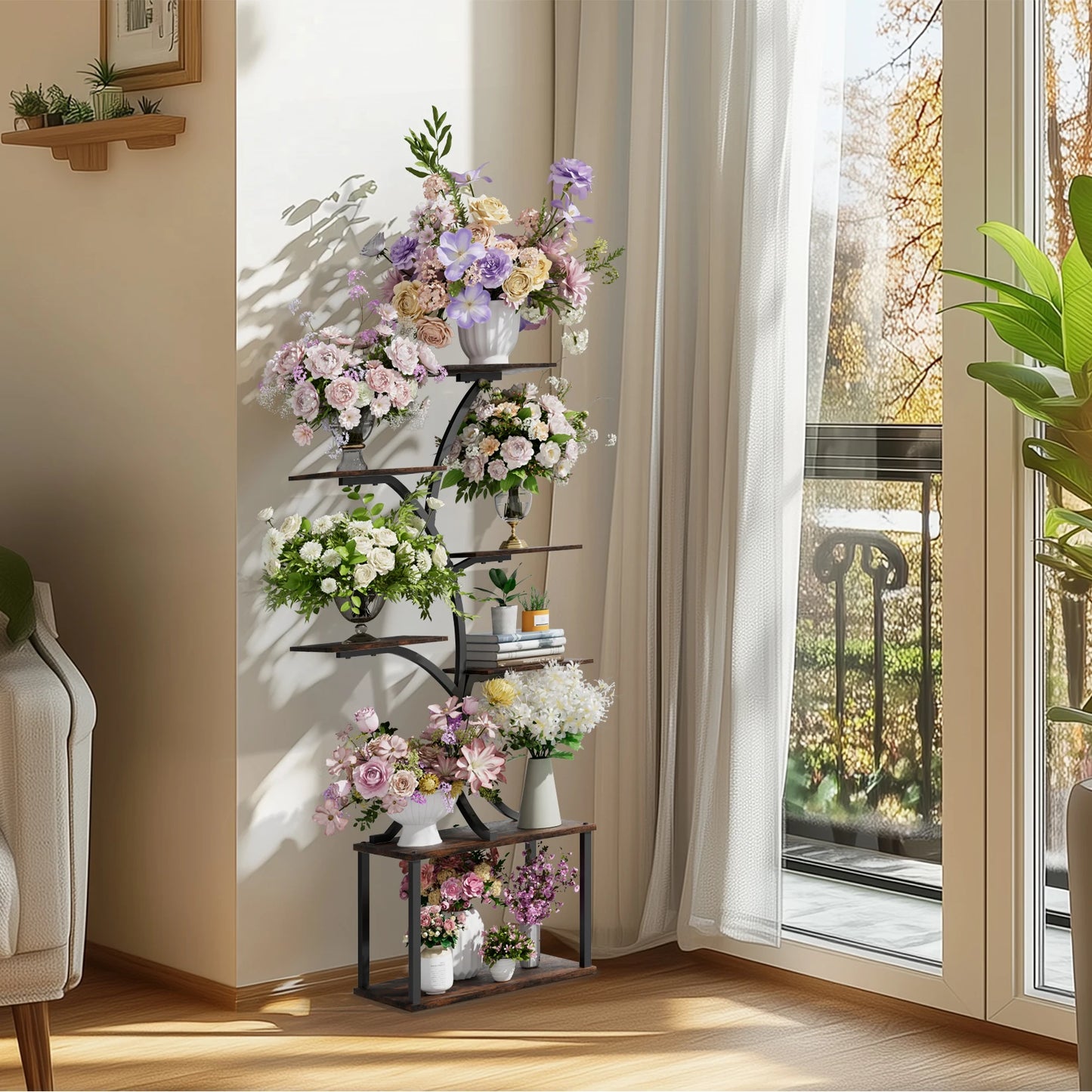 Industrial Style Multilayer Plant Stand Tree Shaped Display