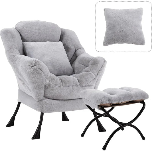 Contemporary Oversized Lounge Chair With Ottoman Seating