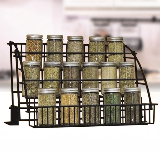 3 Tier Kitchen Pull Down Cabinet Spice Rack Organizer Metal Storage Shelf Stand