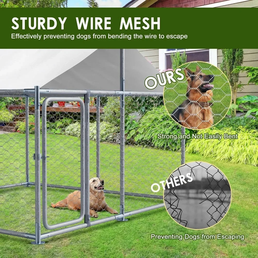 Outdoor Large Dog Kennel Enclosure With Roof Mesh Heavy Duty