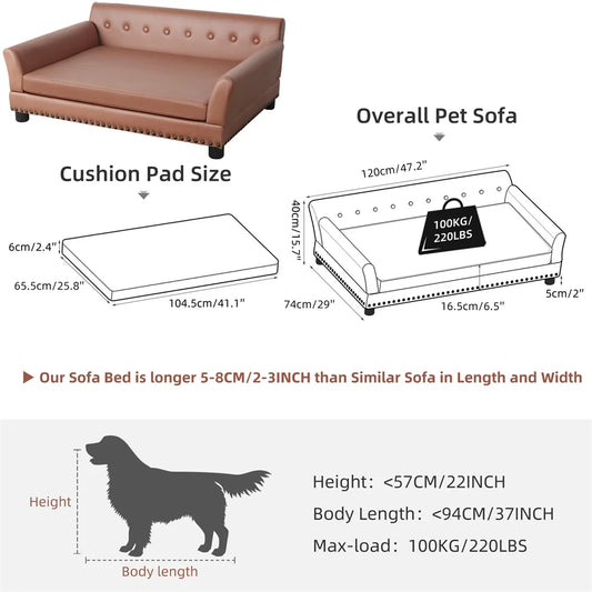 Heavy Duty Pet Sofa Large Raised Dog Bed Cushioned Lounge Bed