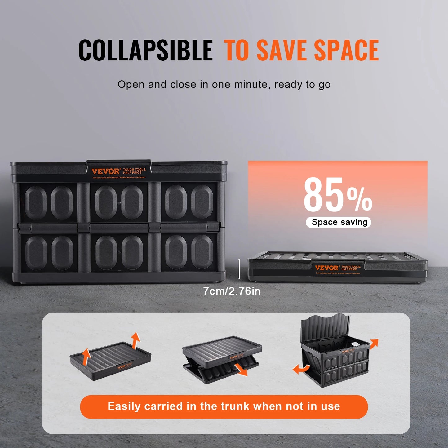 SucceBuy 45L 65L Collapsible Storage Bins With Lids