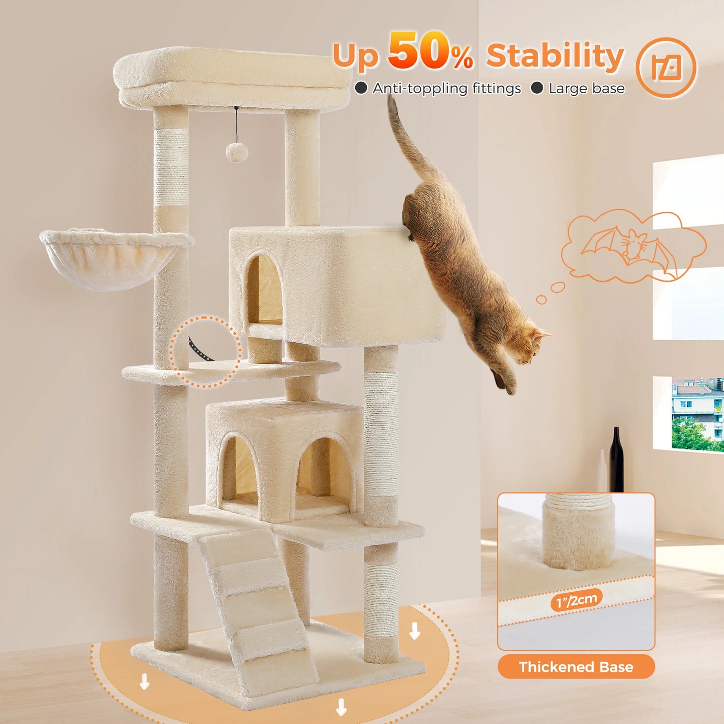 Luxury Cat Tree Multi Level Tower With Condo And Perches