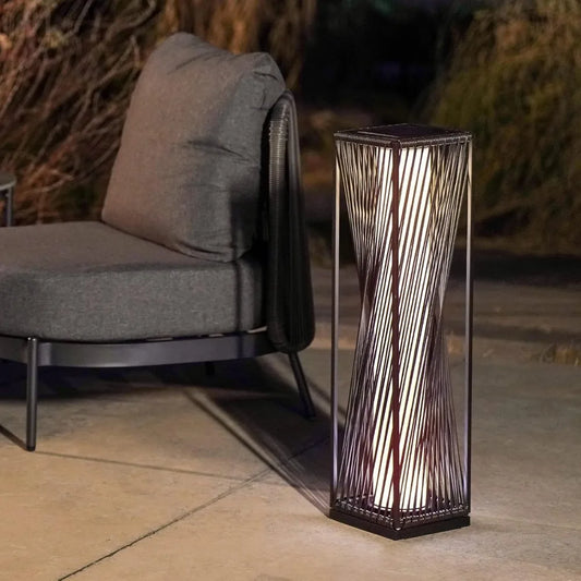 Solar Yard Outdoor Solar Floor Lamp Resin Wicker Waterproof