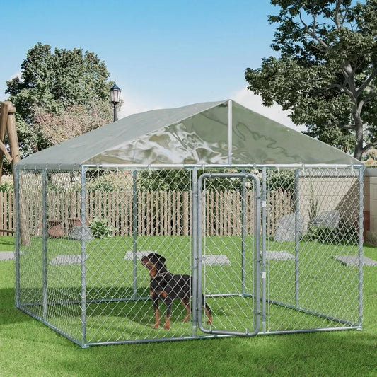 Outdoor Large Dog Kennel Enclosure With Roof Mesh Heavy Duty