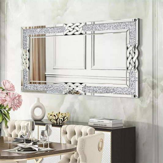 Wisfor Crushed Diamond Wall Mirror Rectangular Crystal Edge