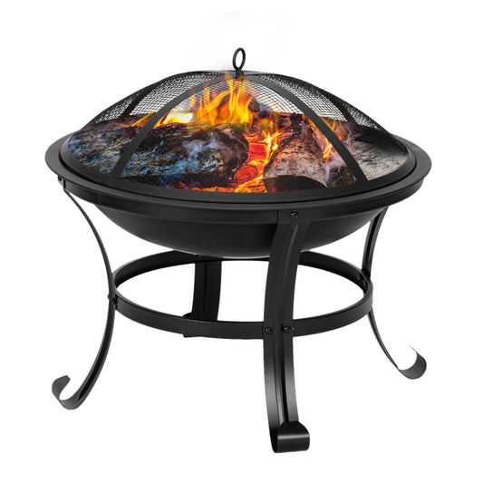 22 Inch Curved Feet Iron Brazier Wood Burning Fire Pit For Backyard Poolside