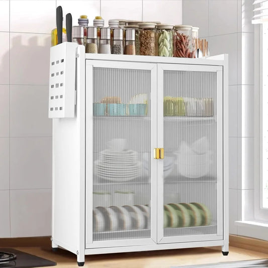 Dish Drying Rack 3-Tier for Kitchen Space-Saving Cover Large Storage Shelf Organizer with Drain Tray