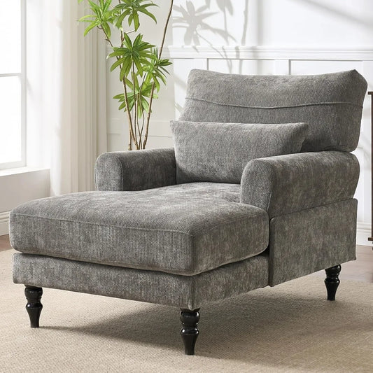 Modern Indoor Chaise Lounge Chair With Double Cushions