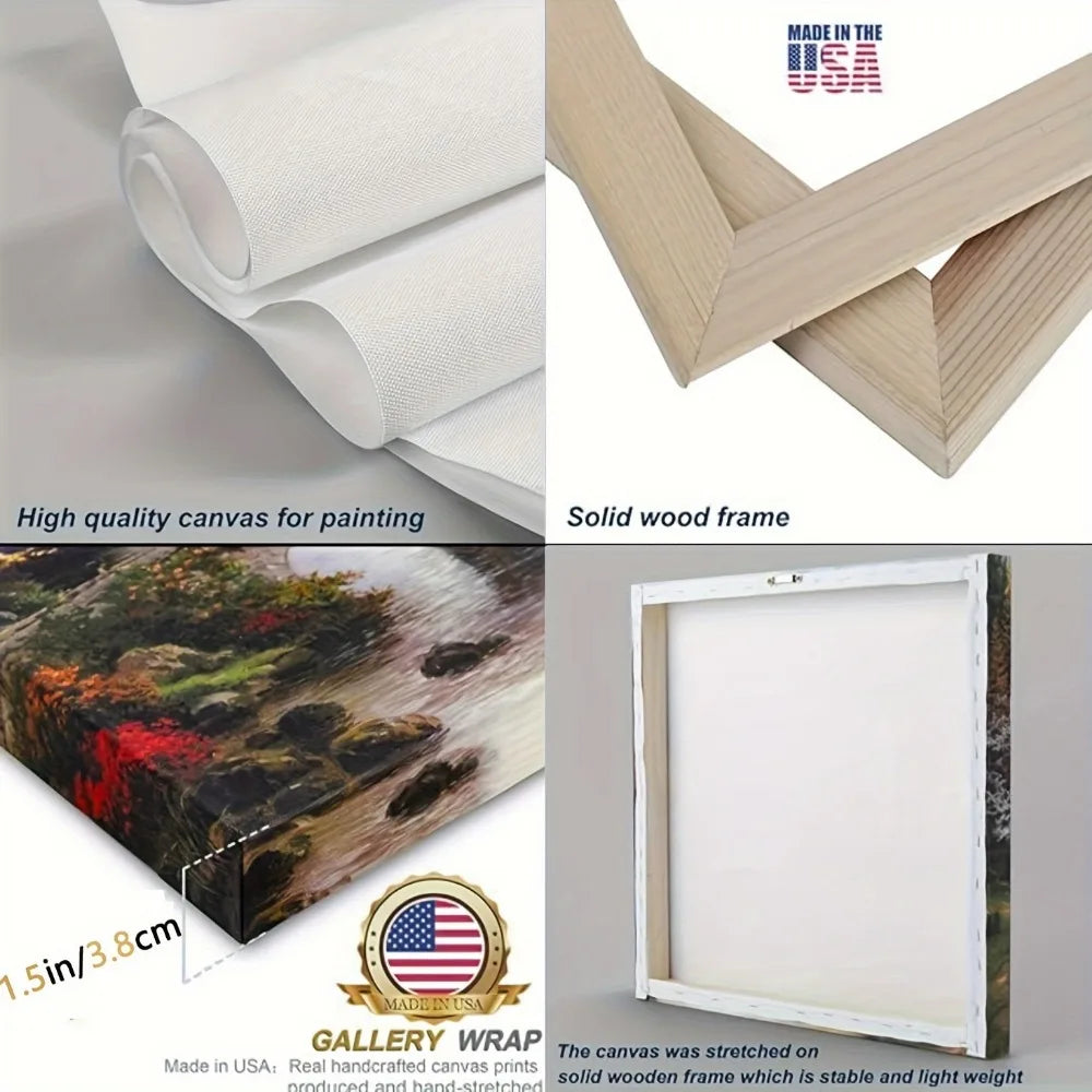 Portland Lighthouse Canvas Mural With 1.5 Inch Pine Frame