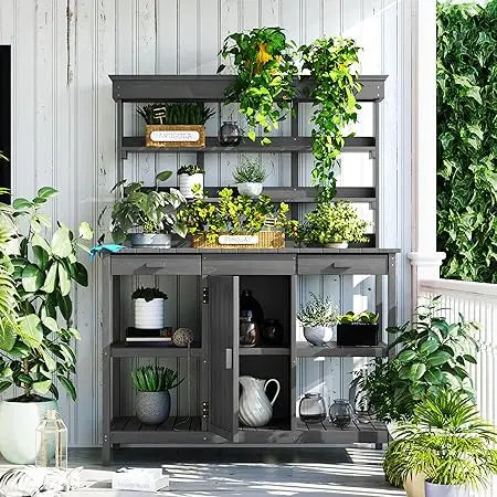 66 Inch Outdoor Wood Potting Bench Farmhouse Workstation