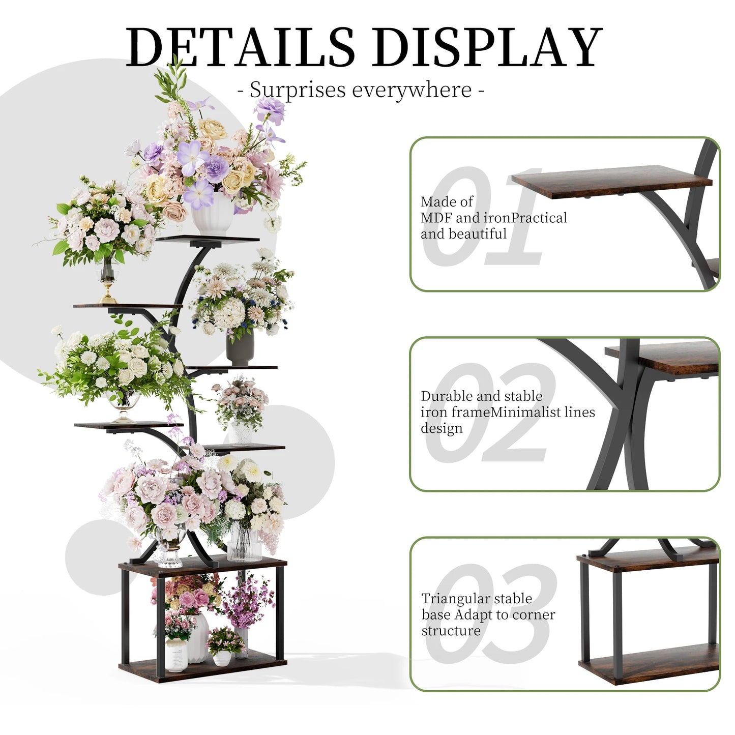 Industrial Style Multilayer Plant Stand Tree Shaped Display