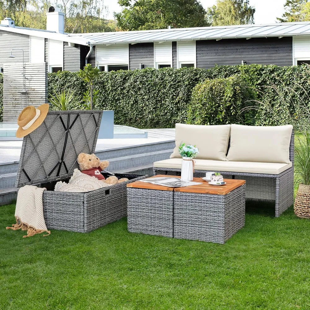 Outdoor Daybed Set Multifunctional Patio Day Bed Rattan