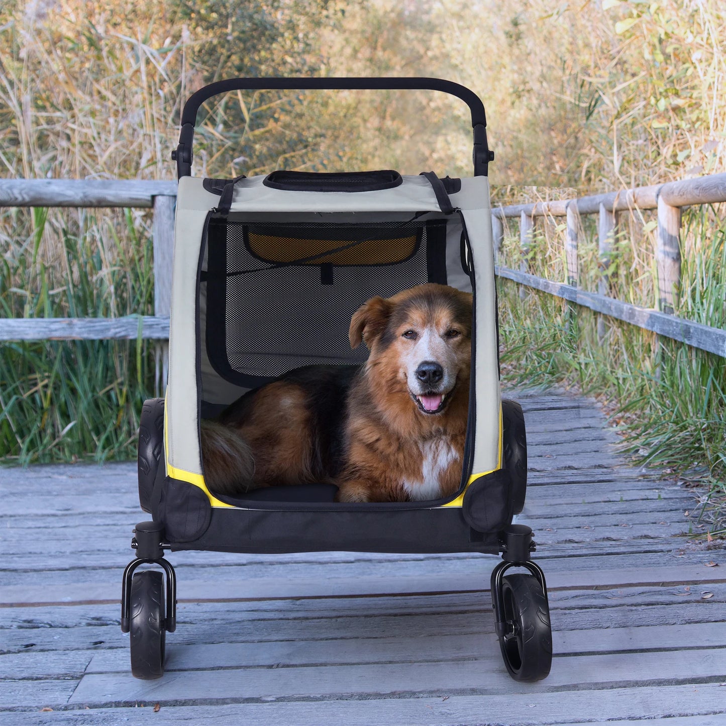 Foldable Four Wheel Dog Cat Stroller Portable Breathable