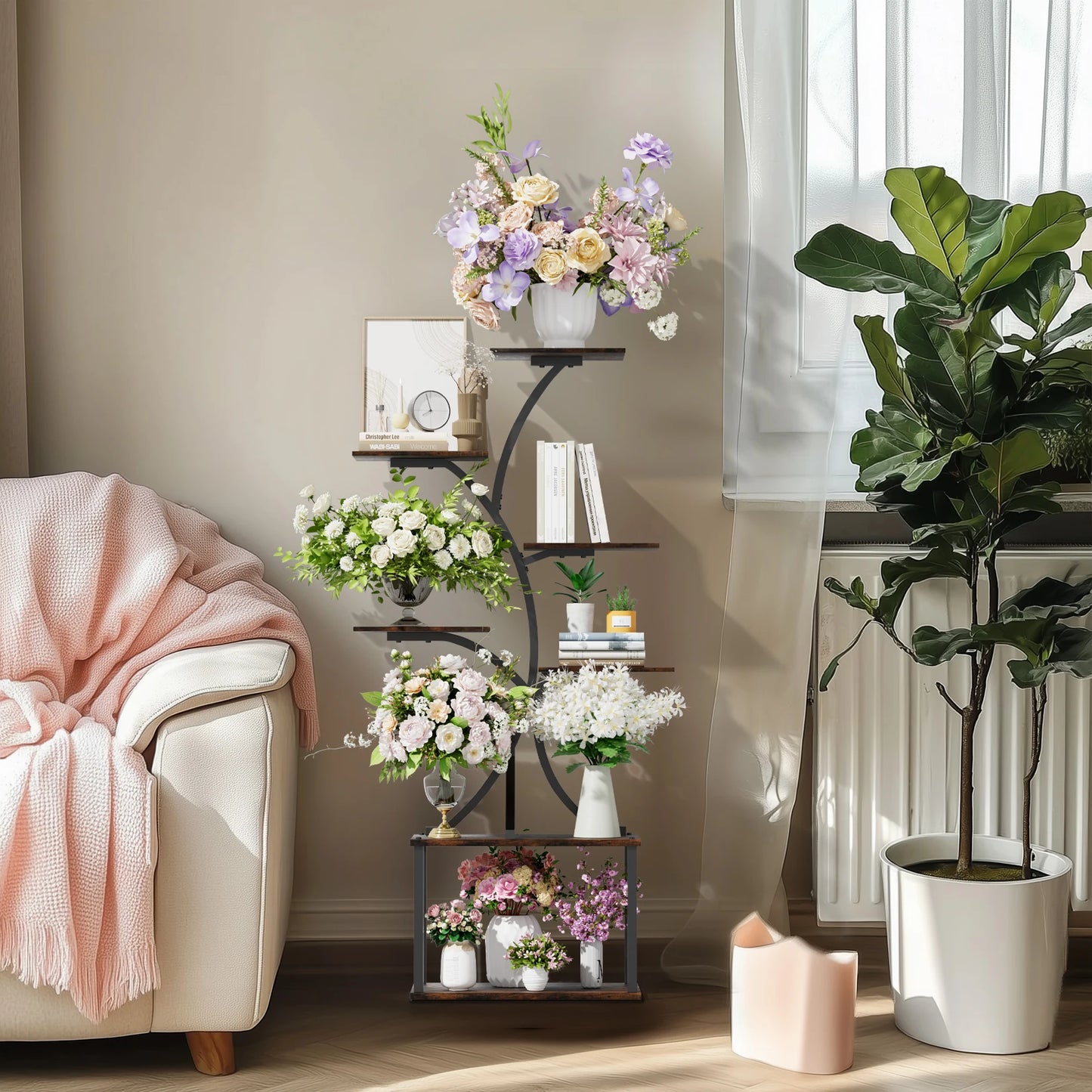 Industrial Style Multilayer Plant Stand Tree Shaped Display