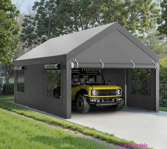 12x20 Ft Heavy Duty Carport Canopy With Roll Up Windows And All Season Tarp