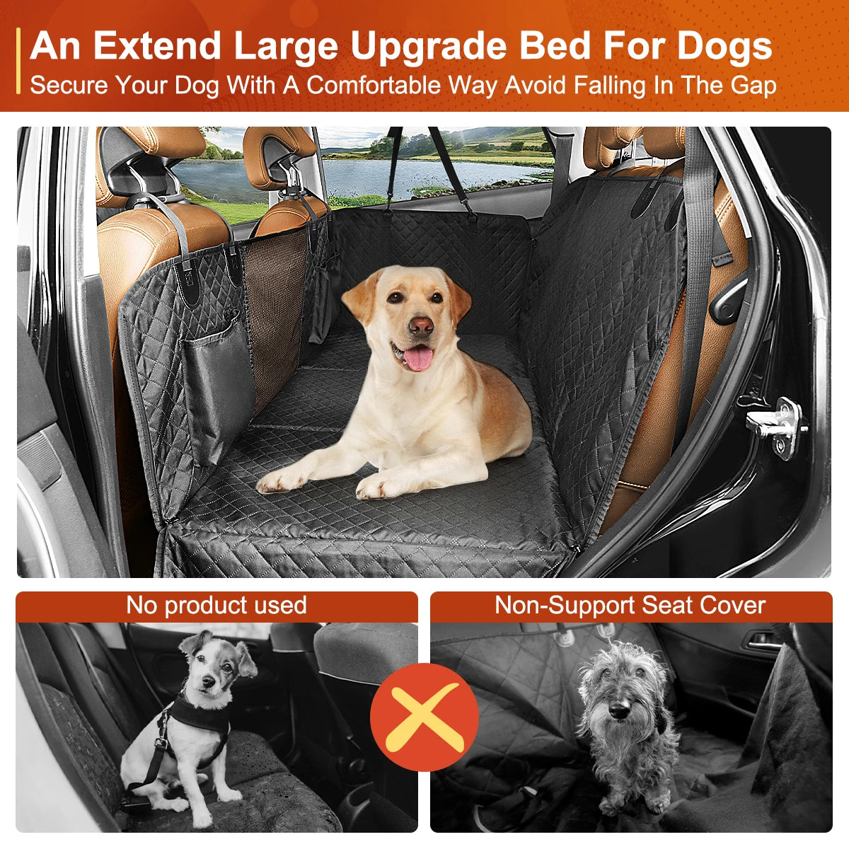 Dog Car Back Seat Extender Hammock Protector Waterproof