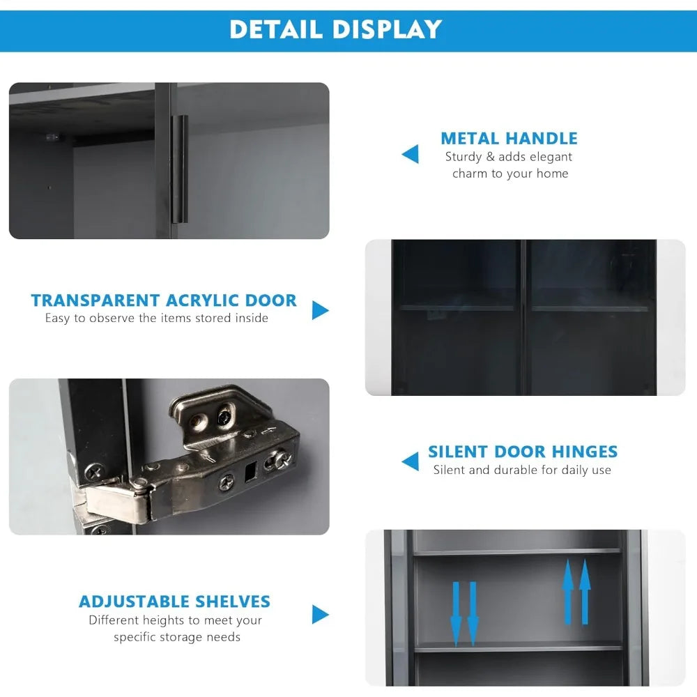 Tall Storage Cabinet up to 70 Inch with Dimmable LED Lights