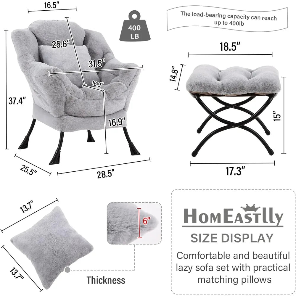 Contemporary Oversized Lounge Chair With Ottoman Seating